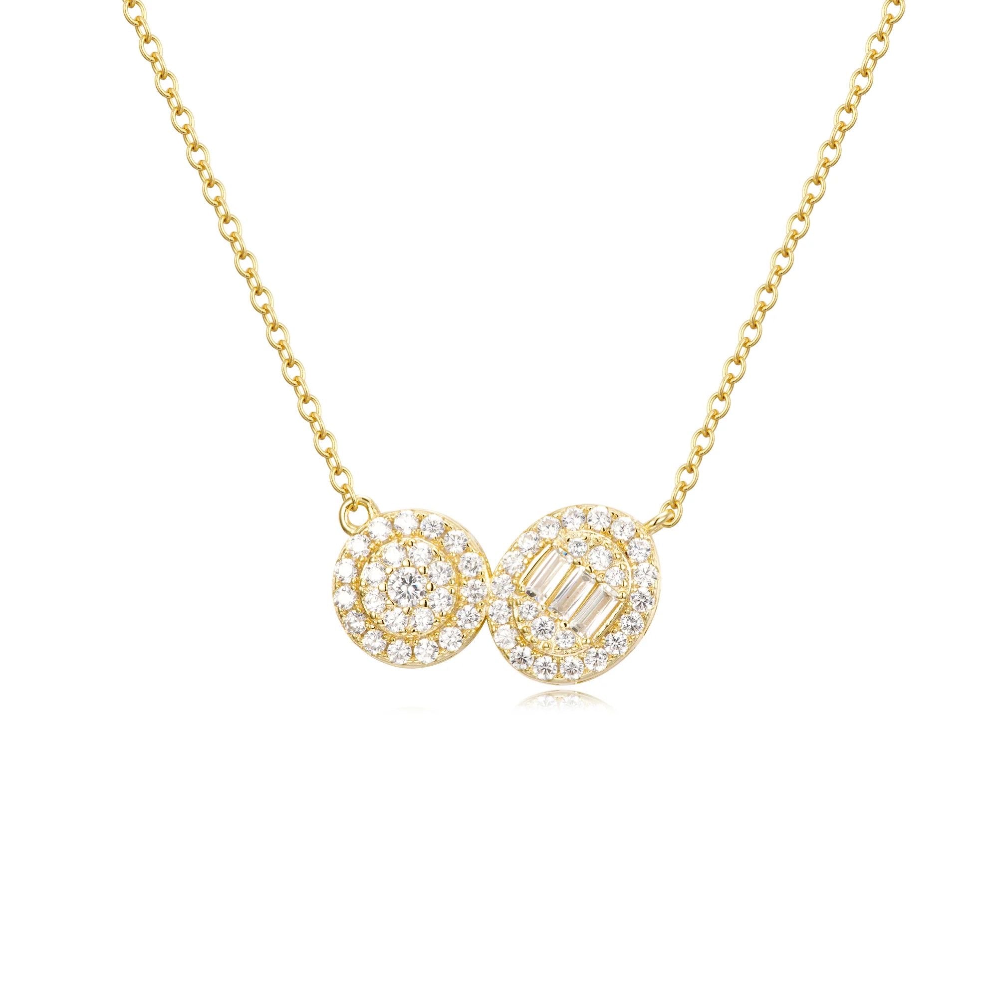Baguette halo sterling choker length necklace