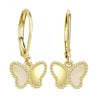 Gold and mother of pearl butterfly earrings