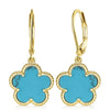 Gemstone flower leverback earrings