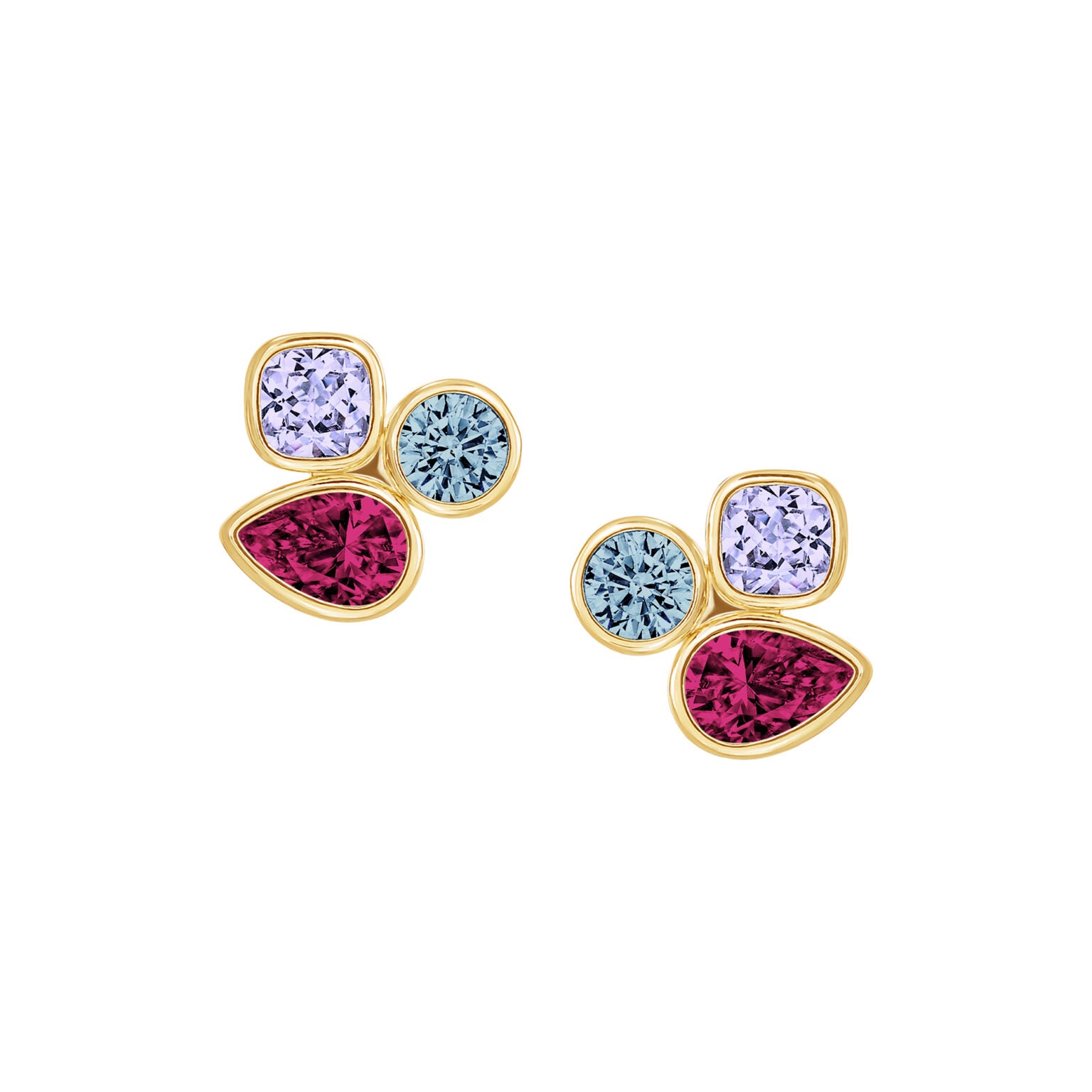 Bezel set trio titanium studs