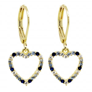 Multi blue open heart earrings
