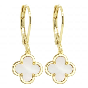 Surgical steel mother of pearl clover earrings