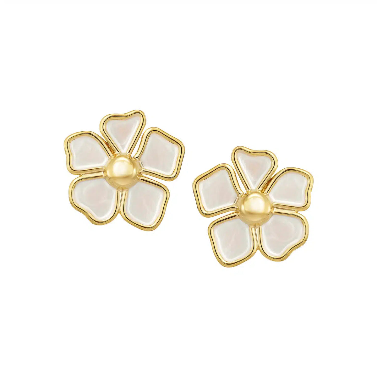 White petal flower studs