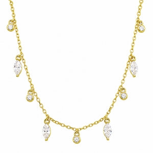Sterling marquis and bezel adjustable choker necklace