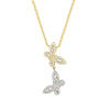 Two tone micro pave butterfly necklace