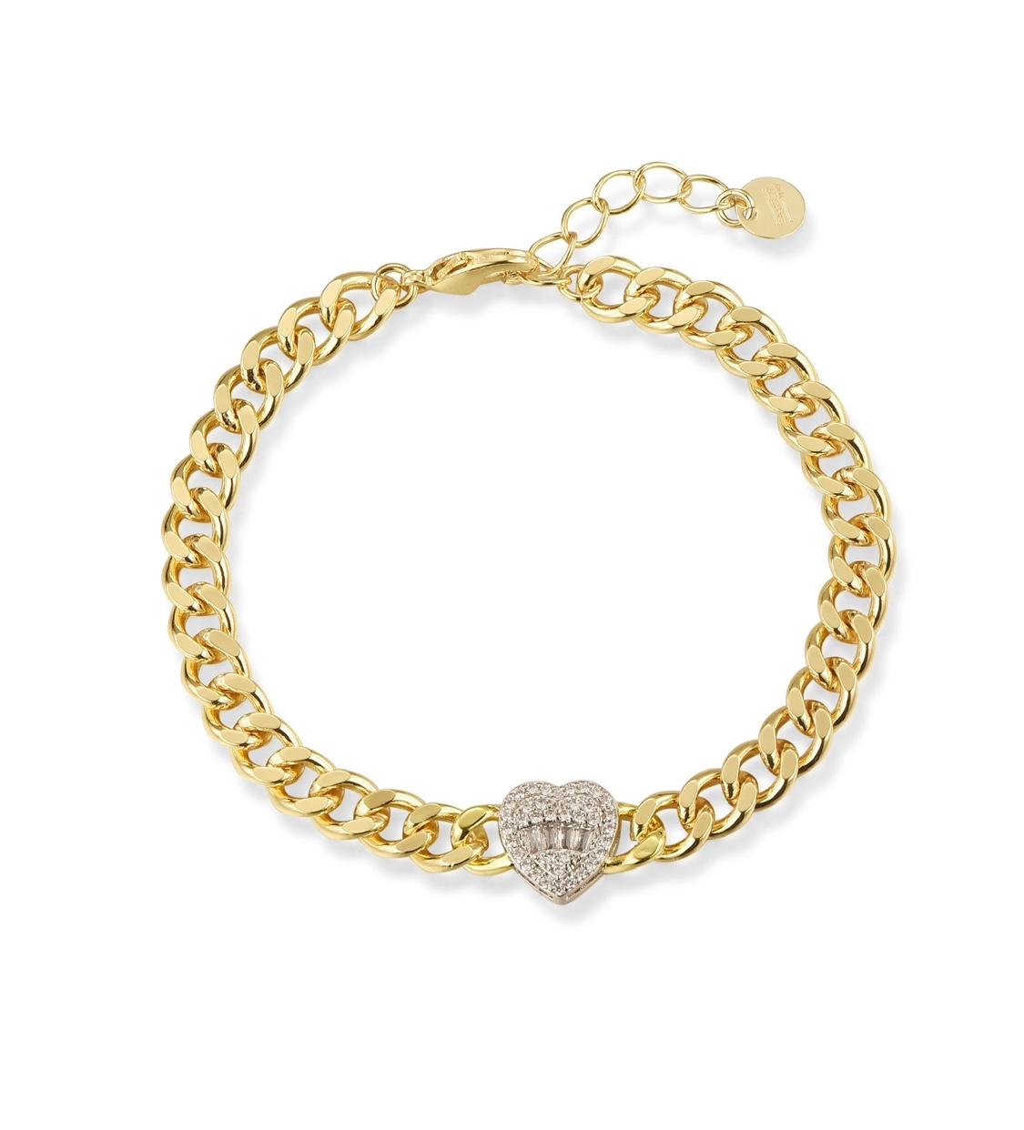 Baguette heart curb bracelet