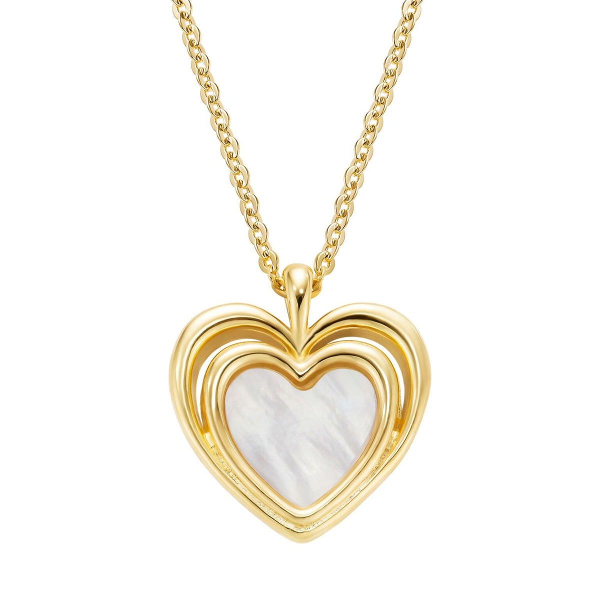 Double outline mother of pearl heart pendant