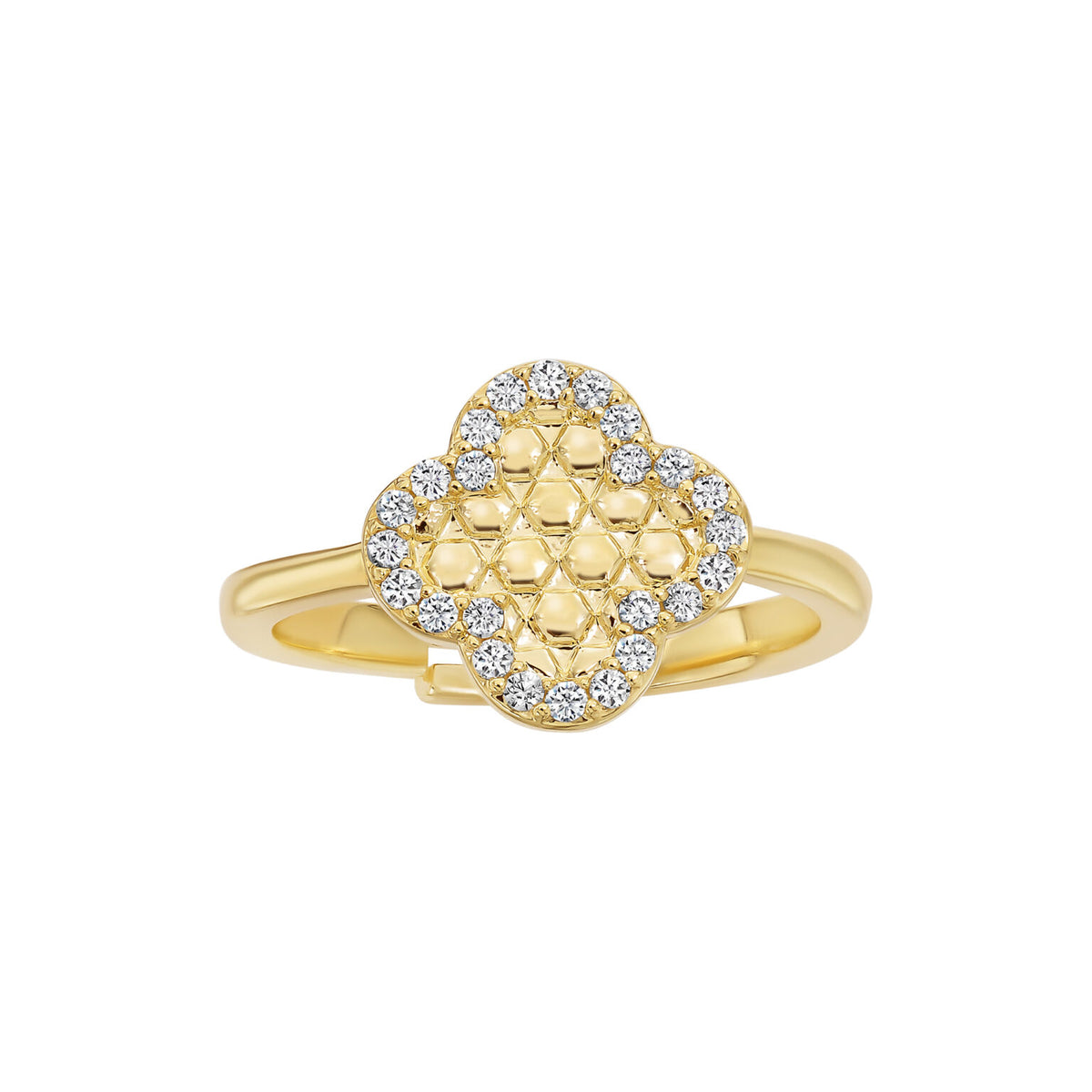 Honeycomb clover ring