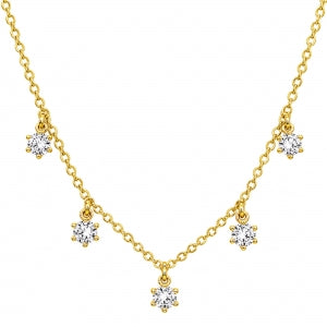 Sterling Raindrop cz round necklace