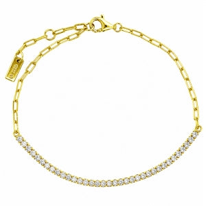 Sterling paper clip and cz bracelet