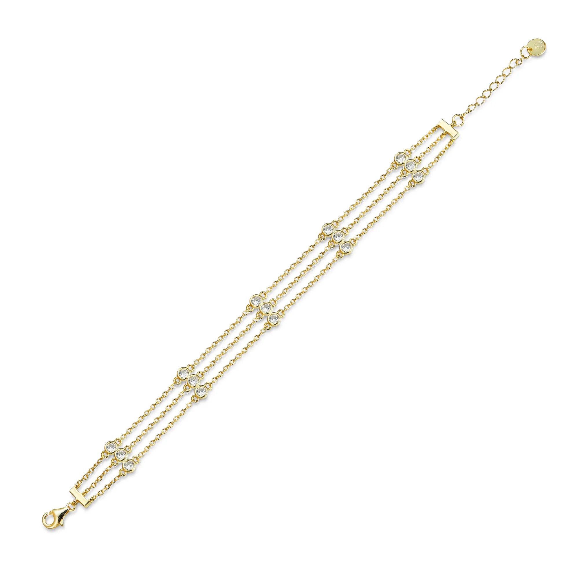 Sterling triple Diamond by the yard bracelet
