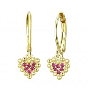 Cz heart beaded earrings