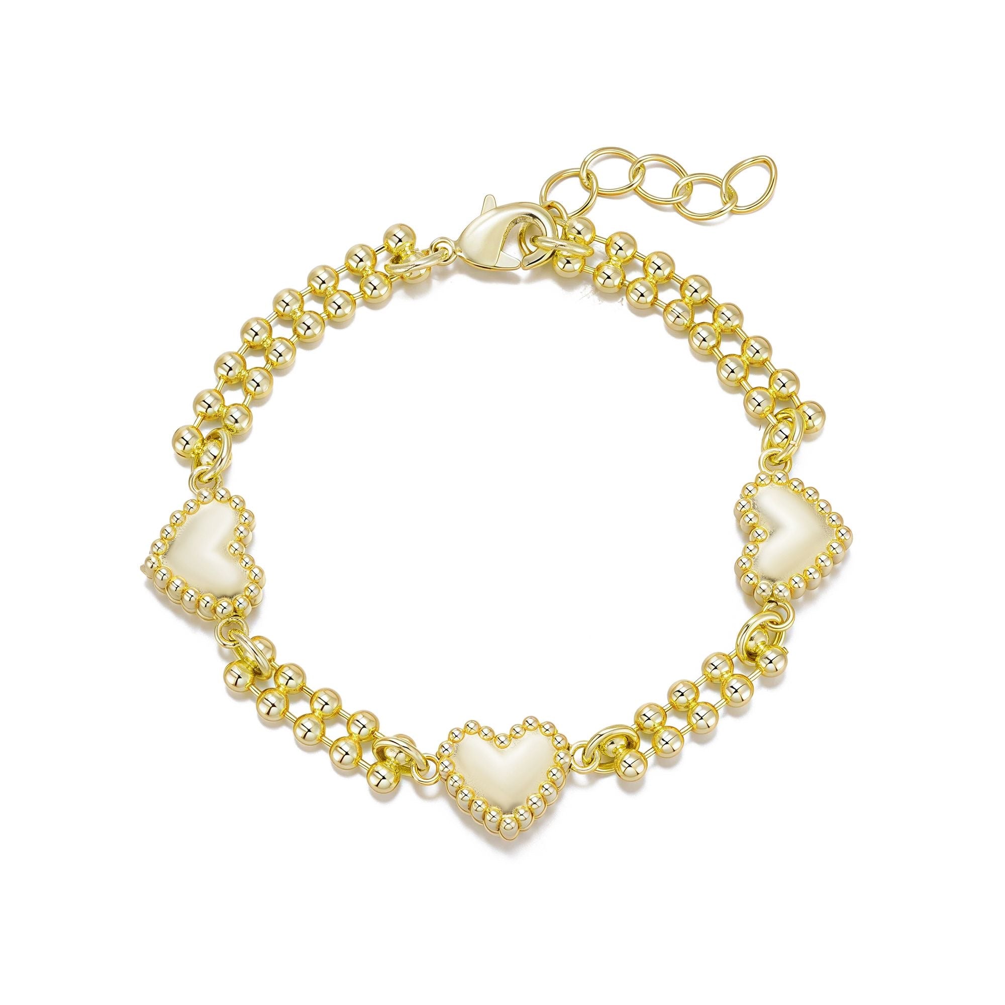 Beaded double stranded heart bracelet