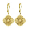 Gold pleated clover earrings