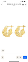 Striped gold post hoop earrings