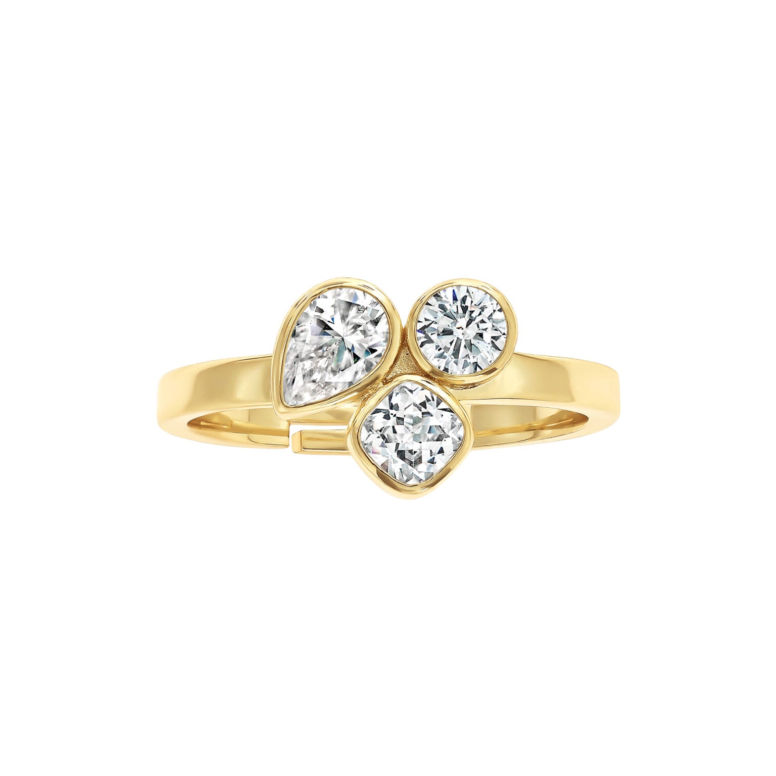 Bezel trio adjustable ring