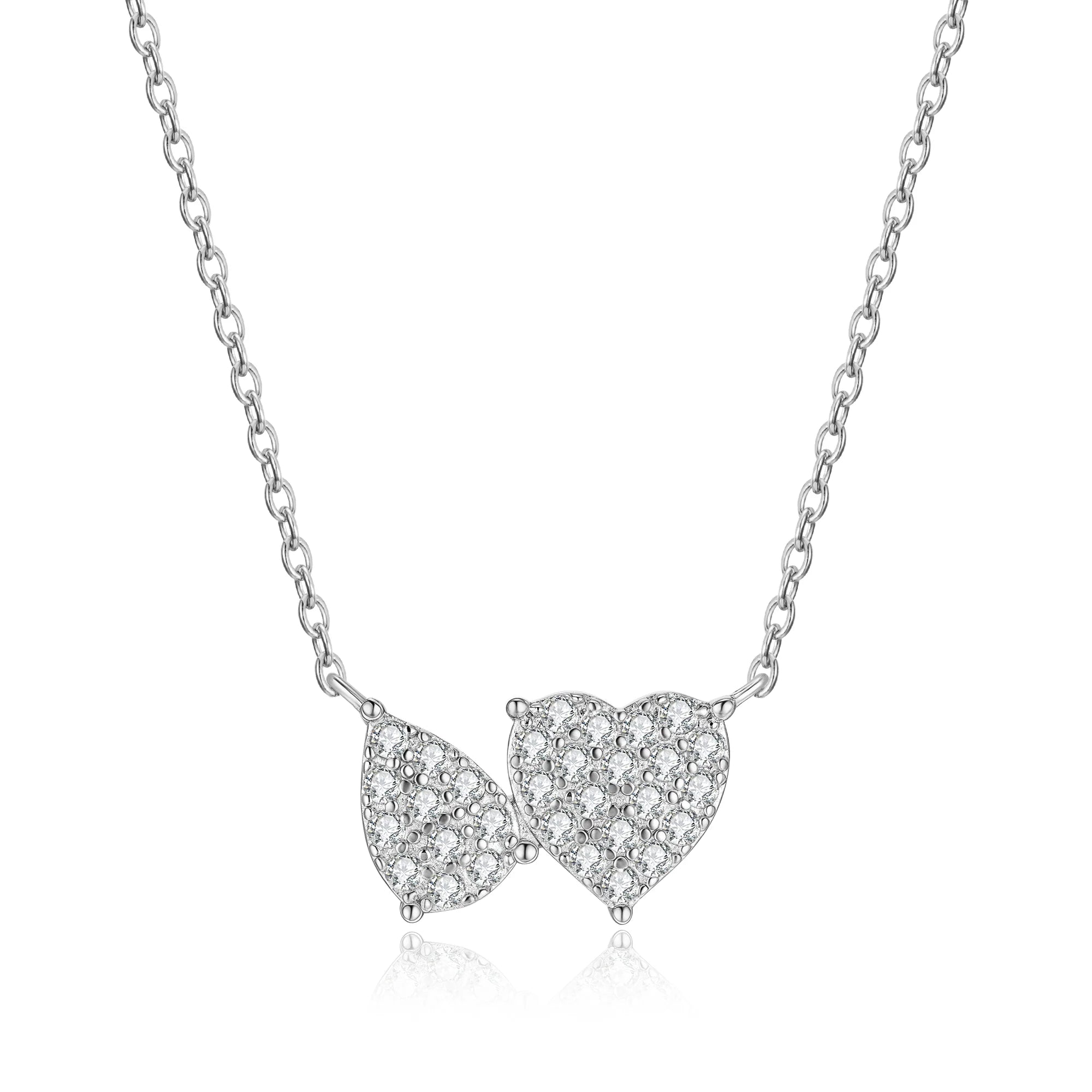 Sterling heart pear pave necklace
