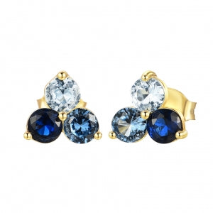 Triple round blue stone studs