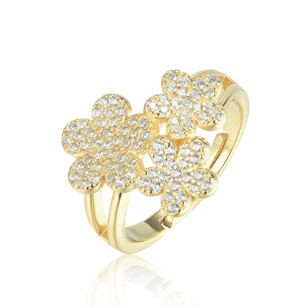 Triple flower adjustable ring