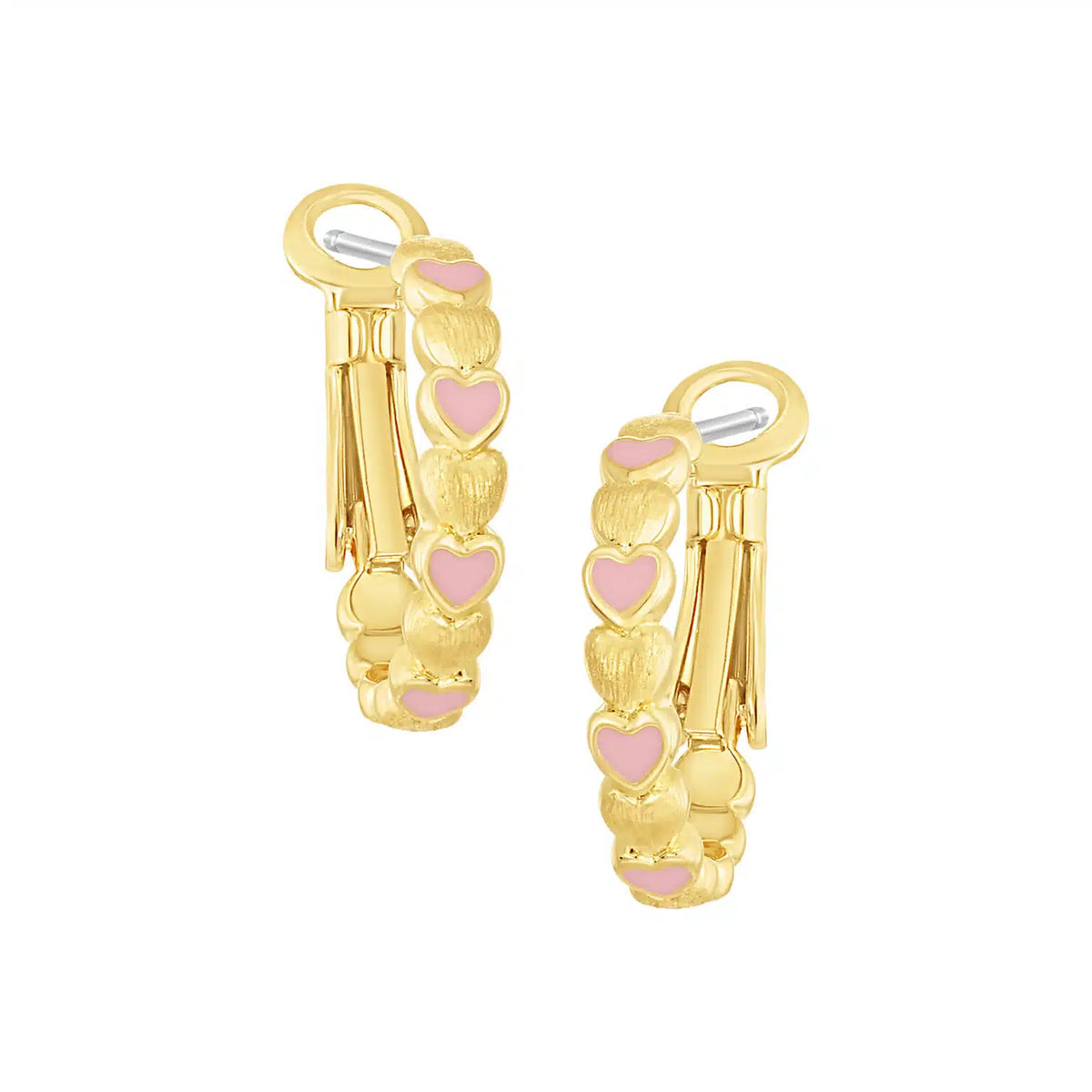 Lined heart hoop earrings