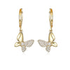 Half matte half cz butterfly earrings