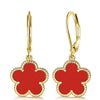 Gemstone flower leverback earrings