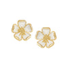 Curled petals flower gold studs