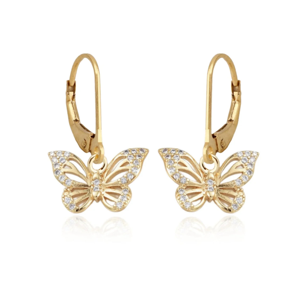 Open gold butterfly earrings