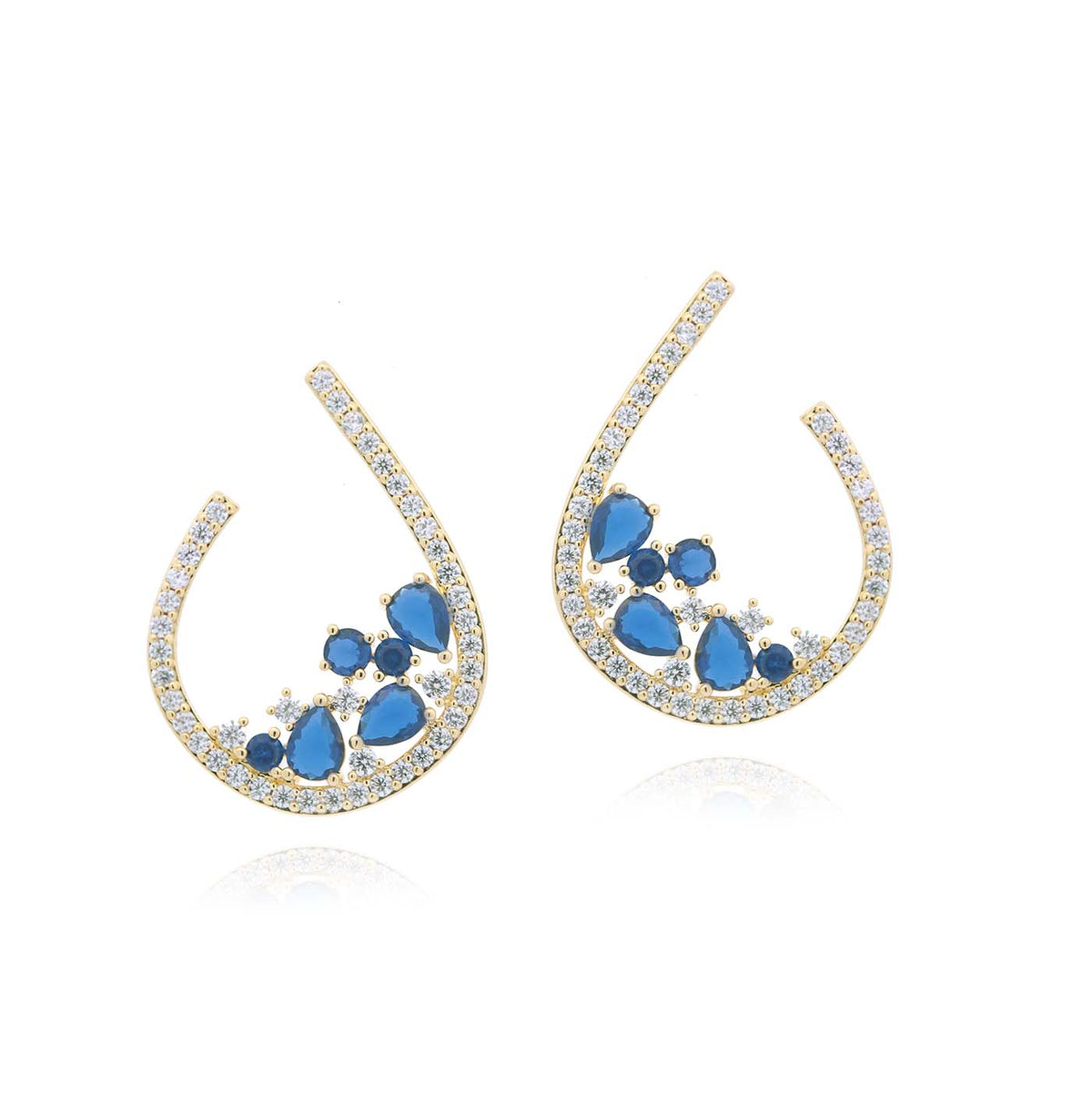 Colored stone open teardrop earrings