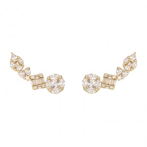 Mixed shape cz crawler earrings