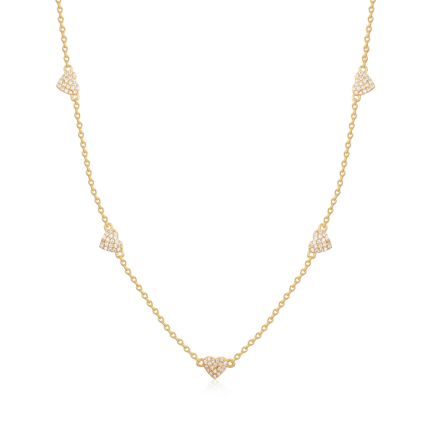 Sterling choker pave heart necklace