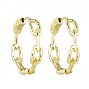 Oval link gold hoops