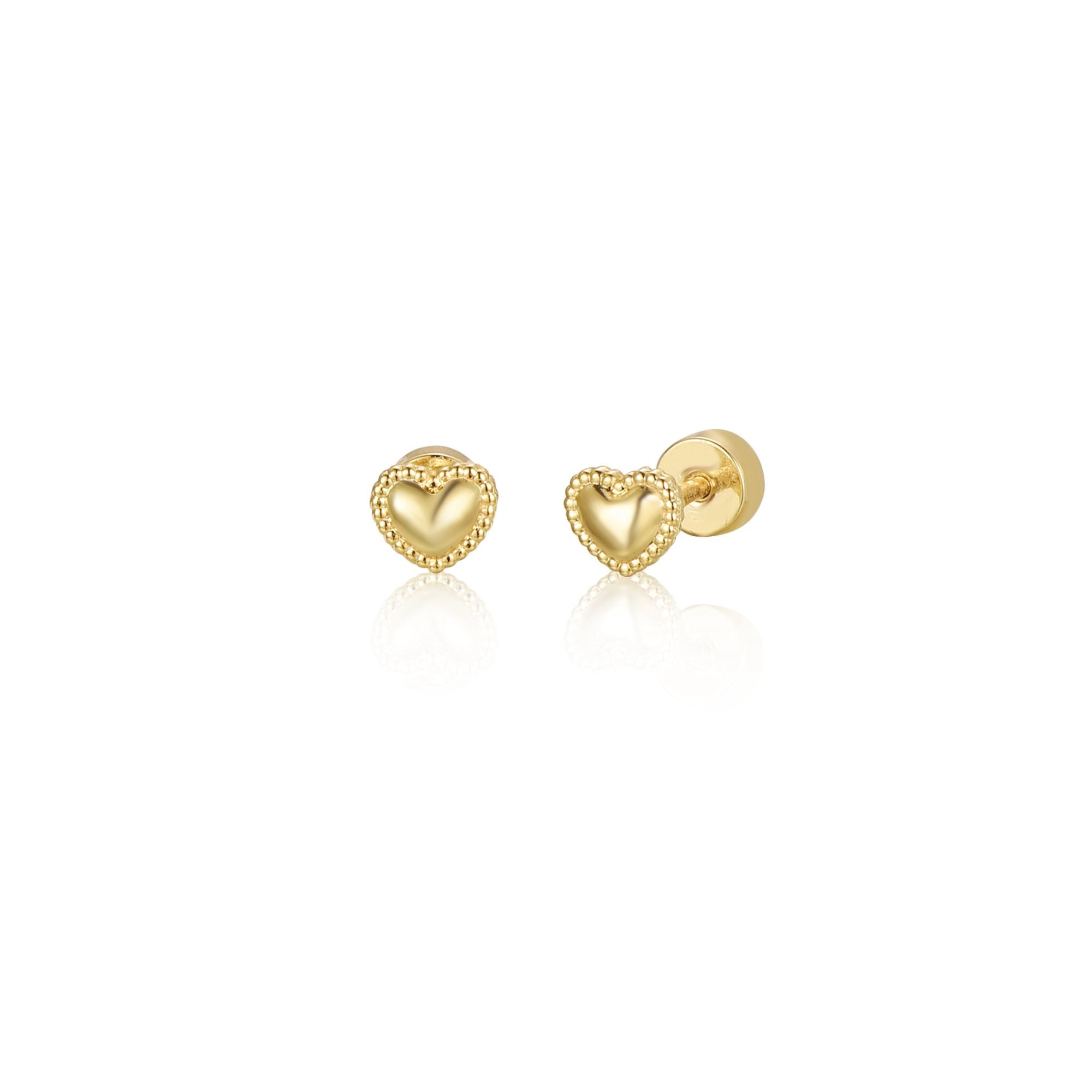 Small gold heart screwbacks