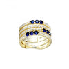 Four layer cz and sapphire adjustable ring