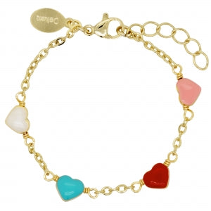 Colorful enamel heart bracelet