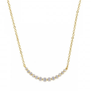 Sterling with 14k graduating cz bar necklace