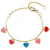 Multi color enamel heart charm bracelet