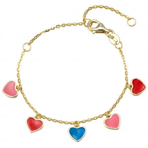 Multi color enamel heart charm bracelet