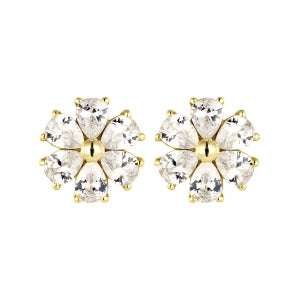 White cz flower studs
