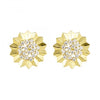 Gold pleated stud earrings - 2 sizes