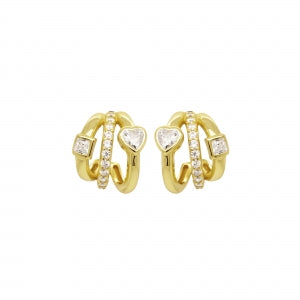 Sterling triple hoop earrings