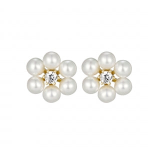 Pearl with cz flower studs