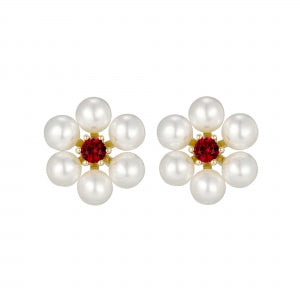 Pearl with cz flower studs