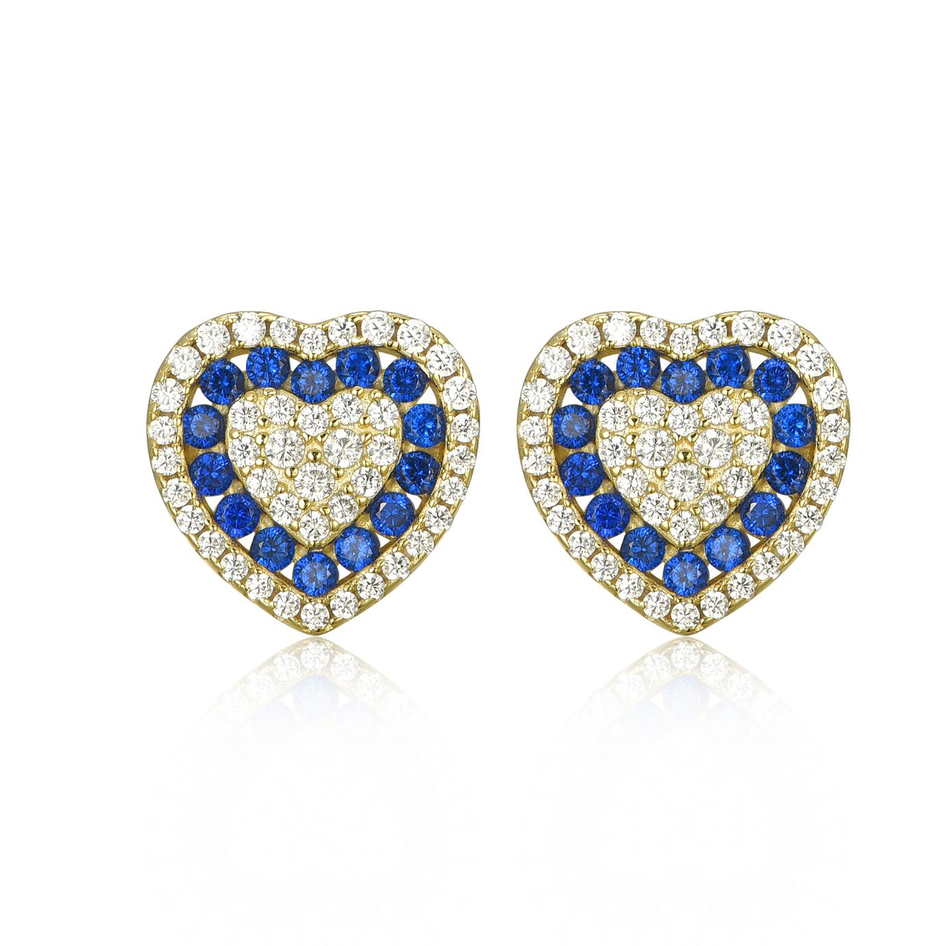 Colorful heart cz studs