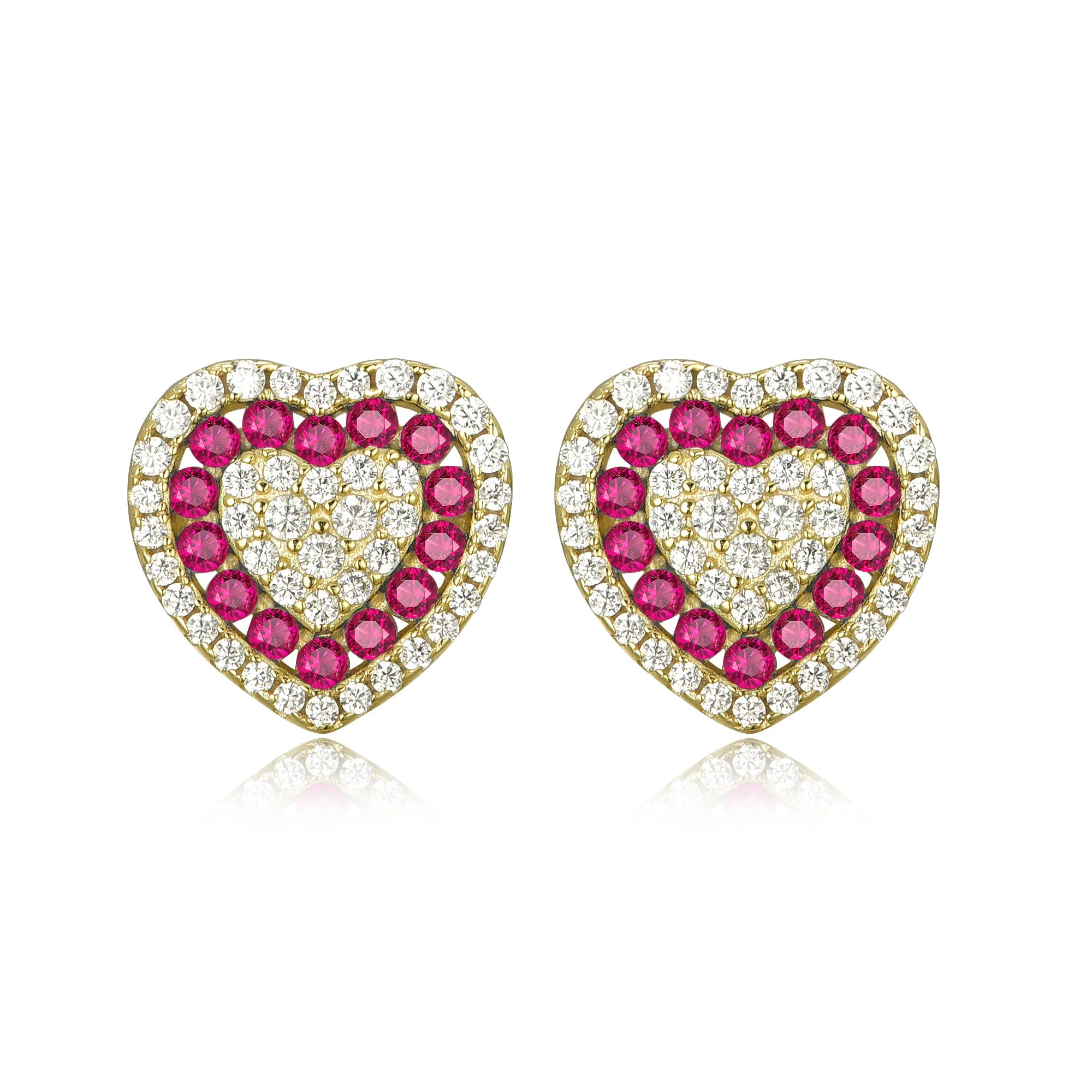 Colorful heart cz studs