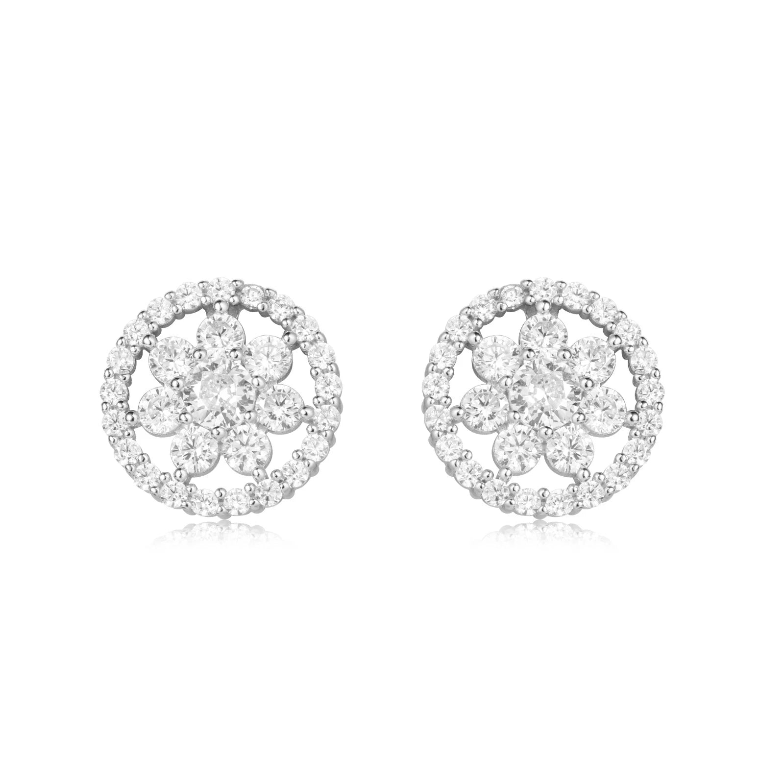 Sterling encircled flower studs