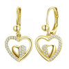 Half cz half gold heart earrings