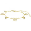 Sterling gold heart charm bracelet