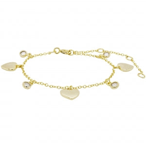Sterling gold heart charm bracelet