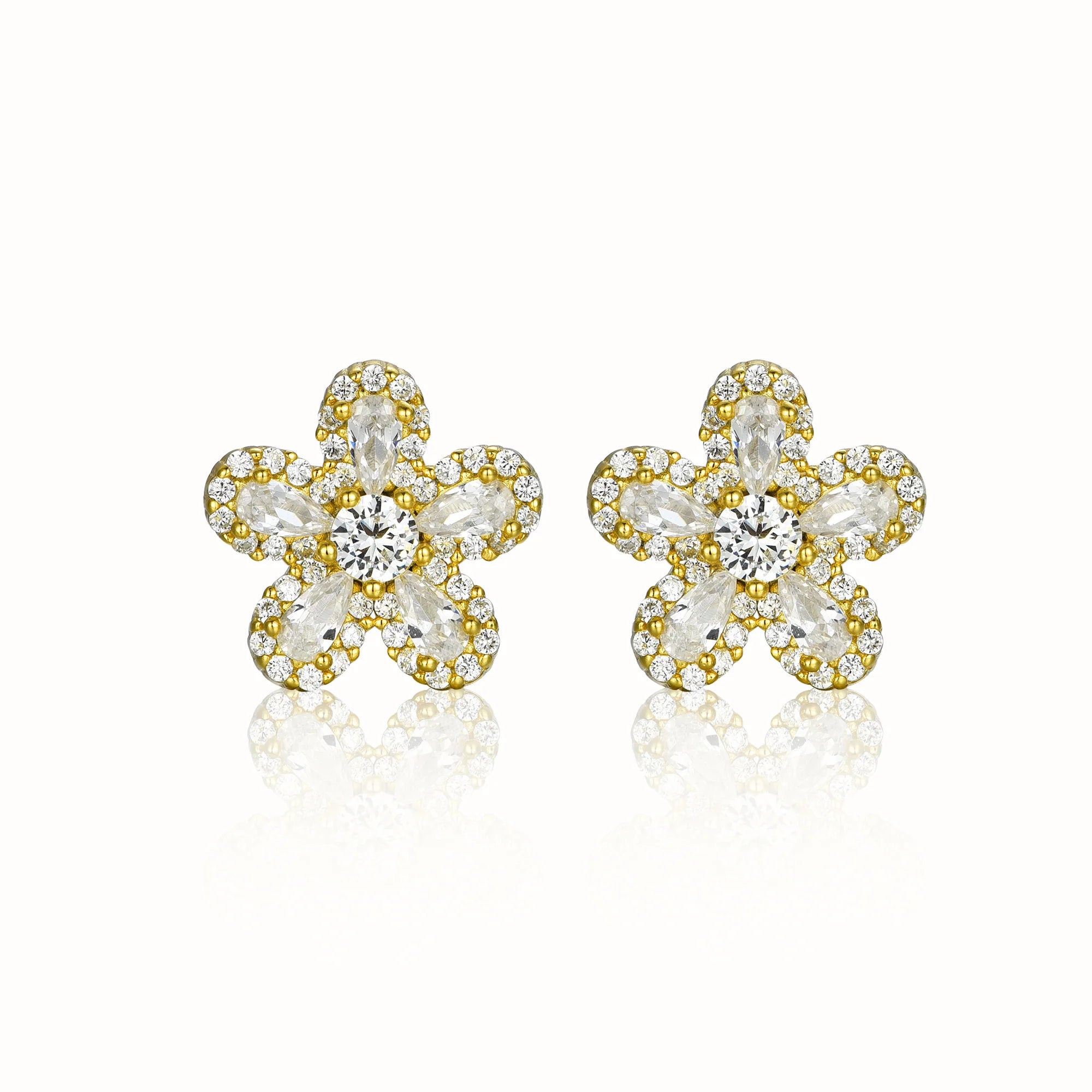 5 petal flower sterling studs